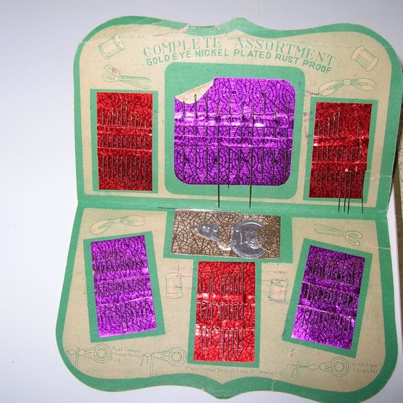 Antique HAPPY HOME NEEDLE BOOK & LIFE TIME IMPORTED NEEDLE CASE FILLED w/Needles - Picture 4 of 7